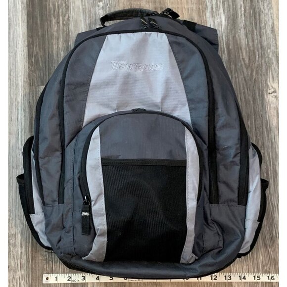 Targus Backpack Padded Computer Compartment 3 Mesh and 5 Zip Pockets Gray Black - Picture 13 of 14